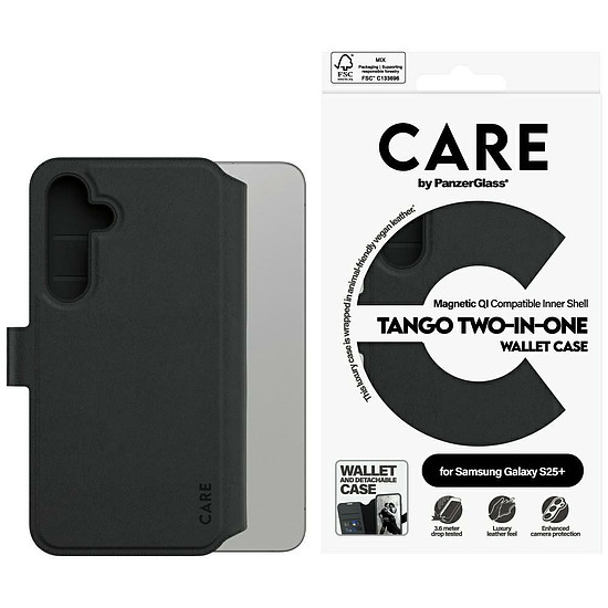 CARE by PanzerGlass Feature Tango 2in1 pénztárca tok Samsung Galaxy S25+ készülékhez - fekete