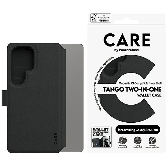 CARE by PanzerGlass Feature Tango 2in1 pénztárca tok Samsung Galaxy S25 Ultra készülékhez, fekete