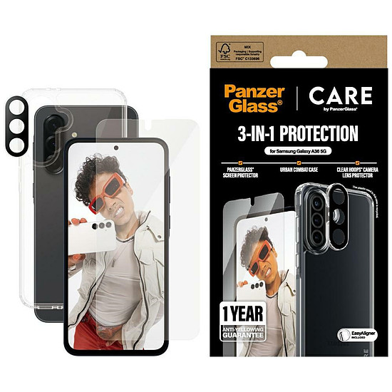 CARE by PanzerGlass Flagship 3in1 tok + üveg + lencse Samsung Galaxy A36 5G-hez - átlátszó