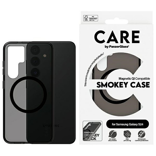 CARE by PanzerGlass Flagship QI tok Samsung Galaxy S24-hez - fekete