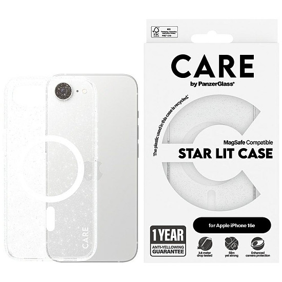 CARE by PanzerGlass Flagship Urban Combat StarLight fehér MagSafe iPhone 16e tok - átlátszó