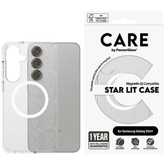 CARE by PanzerGlass Flagship Urban Combat StarLight fehér QI tok Samsung Galaxy S25+ készülékhez - átlátszó