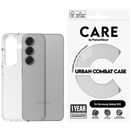 CARE by PanzerGlass Flagship Urban Combat tok Samsung Galaxy S25-höz - átlátszó