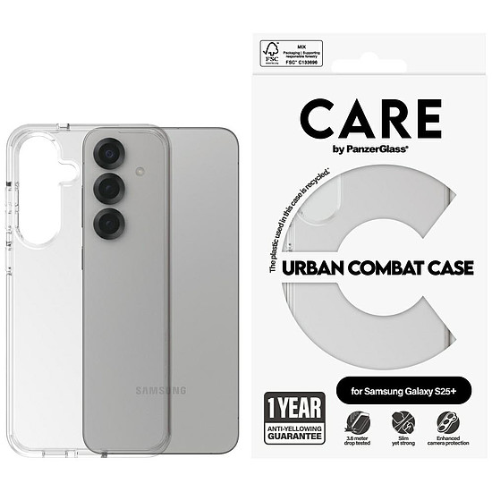 CARE by PanzerGlass Flagship Urban Combat tok Samsung Galaxy S25+ készülékhez - átlátszó