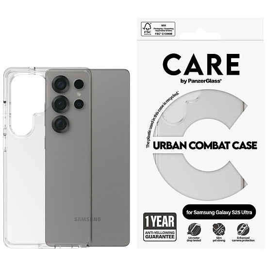 CARE by PanzerGlass Flagship Urban Combat tok Samsung Galaxy S25 Ultra készülékhez - átlátszó