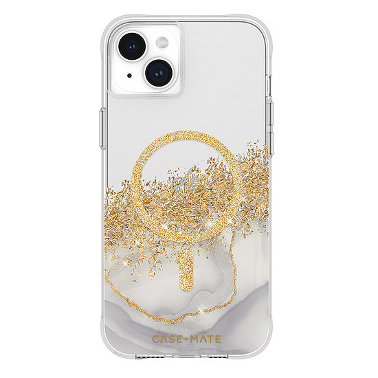 Case-Mate Karat MagSafe - Arany díszítésű iPhone 15 Plus tok márvány (CM051574)
