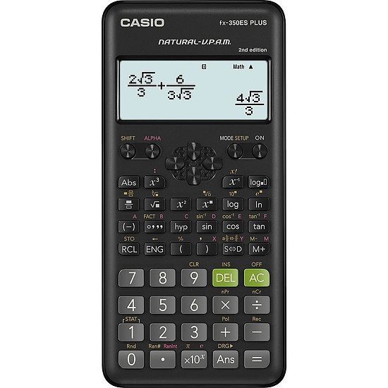 Casio FX-350ES Plus 2 számológép tudományos 15 és 10 + 2 számjegy 252 funkció