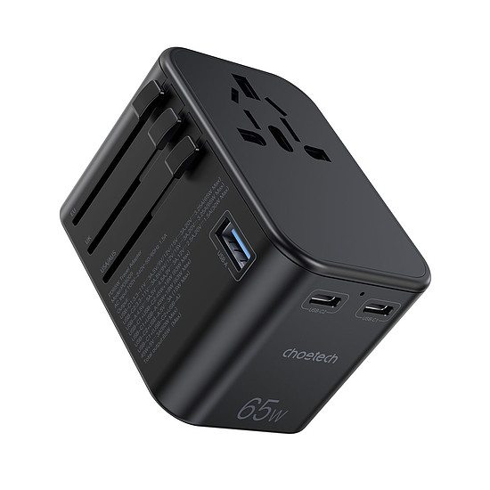 Choetech gaN 2 x USB Type C / USB 65W Power Delivery gyorstöltő fekete (PD5009-BK)