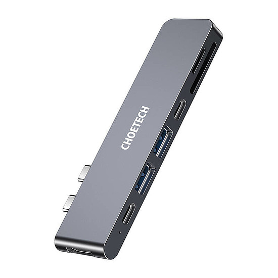 Choetech HUB-M14 dokkolóállomás Macbook Pro-hoz, 7 a 2-ben USB-C, Thunderbolt 3 ezüst
