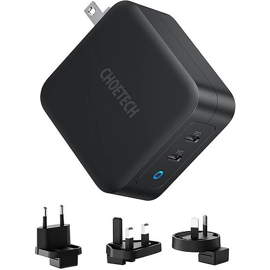 Choetech PD6008 2xUSB-C PD 100W-os GaN hálózati töltő (PD6008-black)