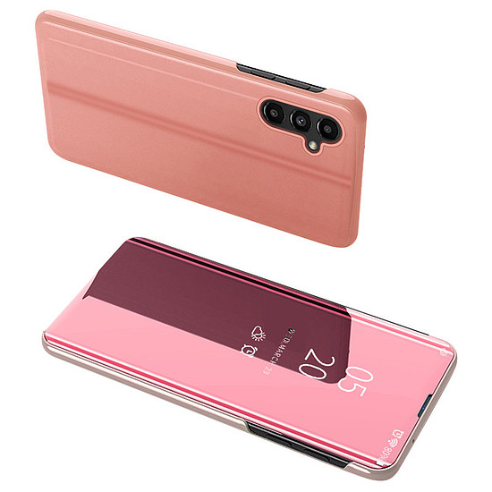 Clear View tok Samsung Galaxy A54 5G telefonhoz, rózsaszín flip cover