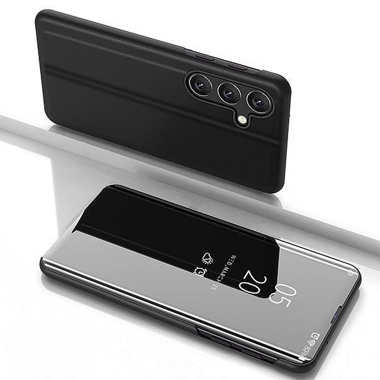 Clear View tok Samsung Galaxy S25 készülékhez kihajtható borítóval - fekete