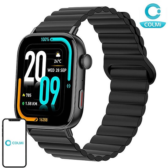 Colmi C8 Max okosóra mágneses szíjjal fekete (C8 Max Black Mag)