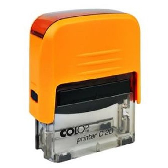 Colop Printer C 30 szövegbélyegző önfestékező neon narancs ház fekete párnával 18x47 mm védőtalppal