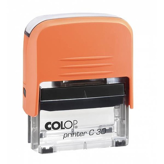 Colop Printer C 30 szövegbélyegző önfestékező nyári színek narancs ház átlátszó alsó résszel fekete párnával 18x47 mm