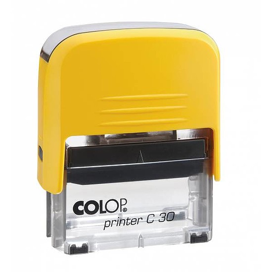 Colop Printer C 30 szövegbélyegző önfestékező nyári színek sárga ház átlátszó alsó résszel fekete párnával 18x47 mm
