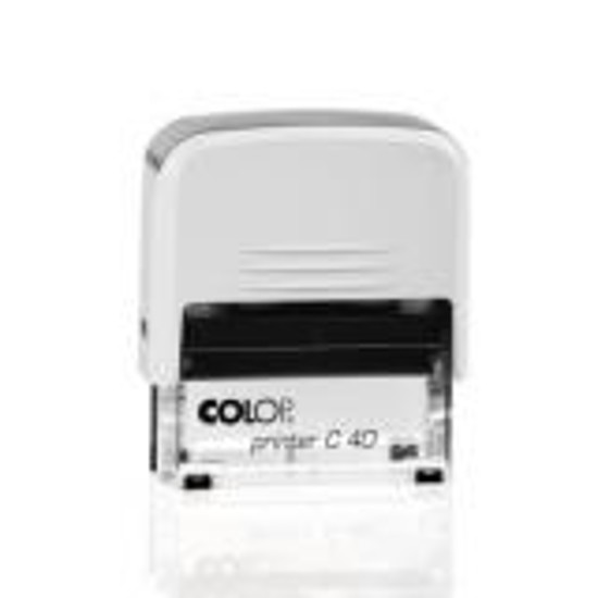 Colop Printer C 40 szövegbélyegző önfestékező nyári színek fehér ház fehér alsó résszel fekete párnával 23x59 mm
