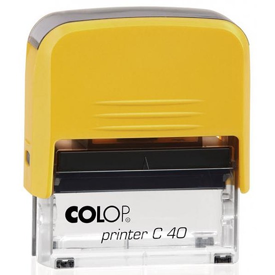 Colop Printer C 40 szövegbélyegző önfestékező nyári színek sárga ház fehér alsó résszel fekete párnával 23x59 mm