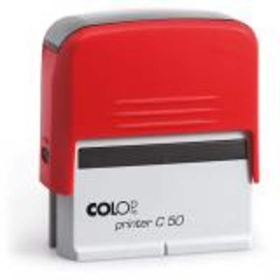 Colop Printer C 50 szövegbélyegző önfestékező piros ház fekete párnával 30x69 mm