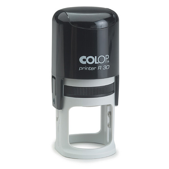 Colop Printer R 30 fekete ház fekete párnával szövegbélyegző kör önfestékező átmérő 30 mm
