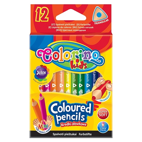 Colorino Háromszögletű JUMBO színes ceruza készlet, rövid, 12 szín