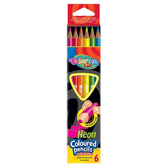 Colorino Háromszögletű NEON színes ceruza készlet, neonszínű, 6 szín