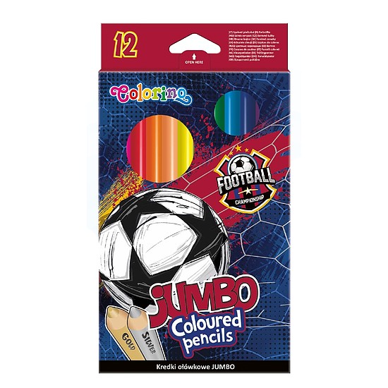Colorino Színes ceruza háromszögletű, JUMBO Futball, 12 szín