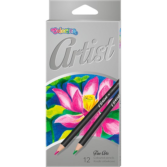 Colorino Színes ceruza készlet fából, Artist, kerek, doboz, 12 szín