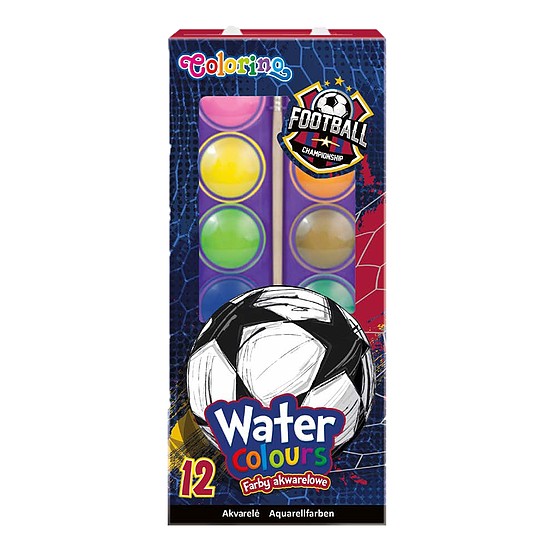Colorino Vízfesték Futball, ecsettel, 12 szín, 27 mm