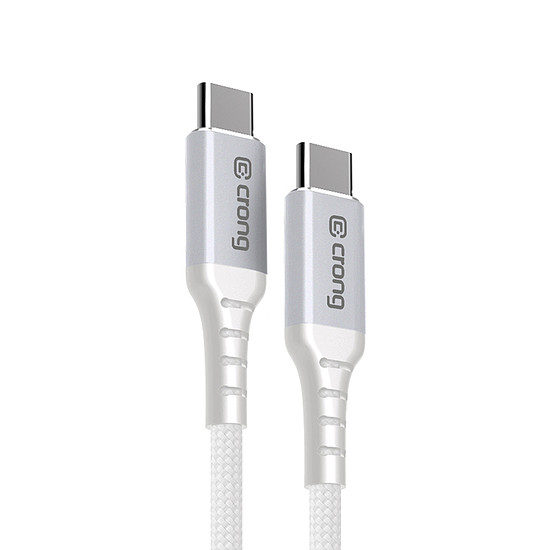 Crong Armor Link - 60 W PD 3A USB-C-USB-C kábel 25 cm fehér (CRGAL025USCCWHI)