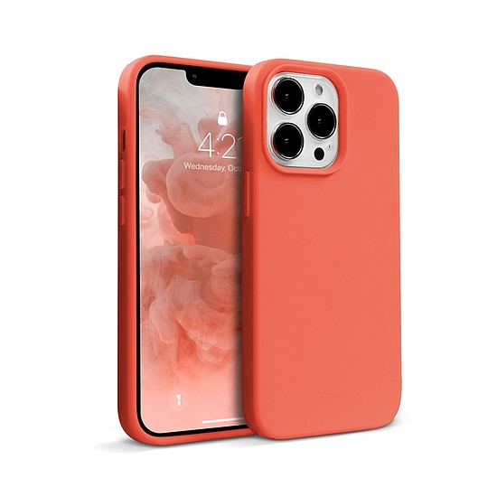 Crong Color Cover folyékony szilikon tok iPhone 13 Pro készülékhez korallpiros (CRG-COLR-IP1361P-COR)