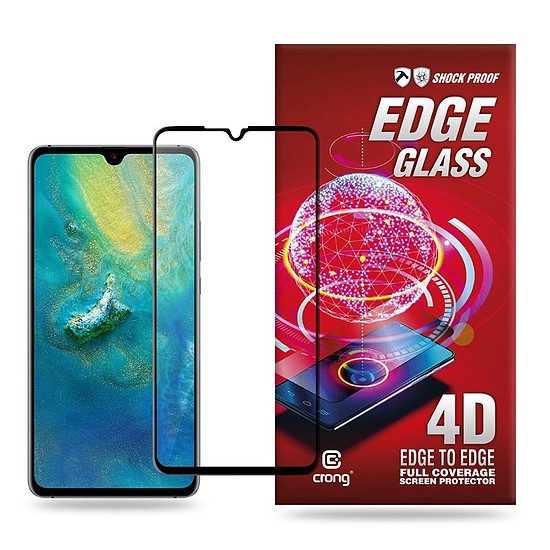 Crong Edge Glass - Teljesen ragasztós, éltől szélig 9H üveg képernyővédő fólia Huawei Mate 20 készülékhez (CRG-GLEDGE-HM20)