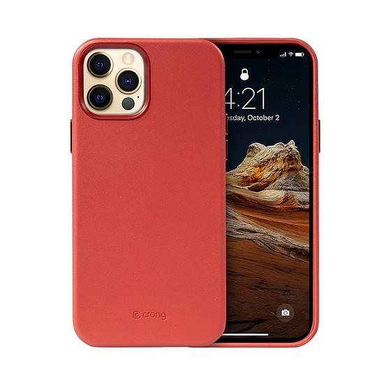 Crong Essential Cover - Bőr tok iPhone 12 Pro Max készülékhez piros (CRG-ESS-IP1267-RED)
