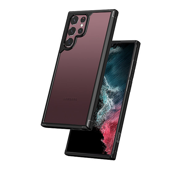 Crong Hybrid átlátszó védőtok Samsung Galaxy S22 Ultra készülékhez fekete (CRG-HCLC-SGS22U-BLK)