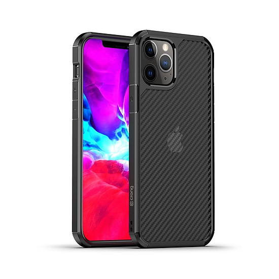 Crong Hybrid Carbon - védőtok iPhone SE / 8/7 fekete készülékhez (CRG-CRB-IP1267-BLK)