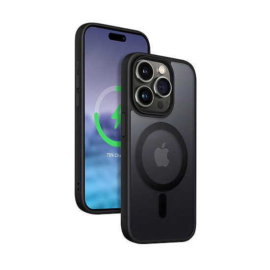Crong Hybrid Frost MAG burkolat - iPhone 15 Pro Max MagSafe tok fekete (CRG-HFM-IP1567P-BLK)