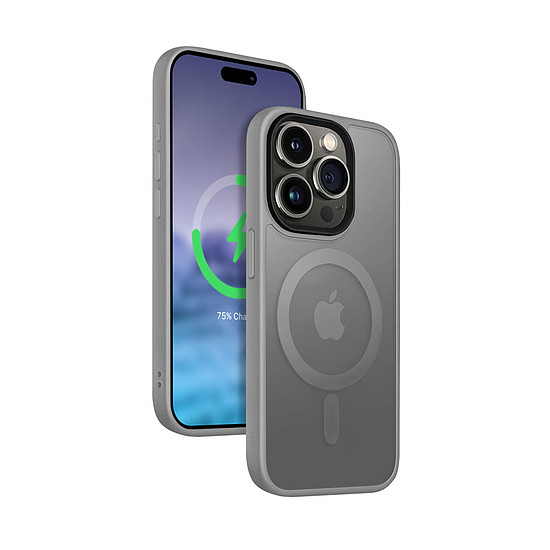 Crong Hybrid Frost MAG burkolat - iPhone 15 Pro Max MagSafe tok szürke (CRG-HFM-IP1567P-LGR)