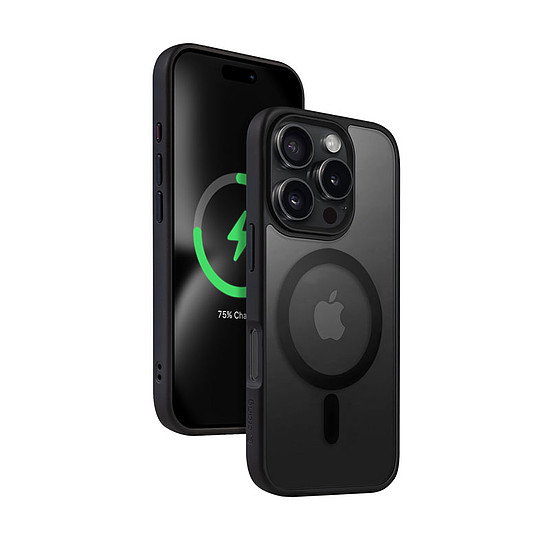 Crong Hybrid Frost MAG fedél - MagSafe tok iPhone 16 Pro Max készülékhez fekete (CRGHFMIP1669PBLK)