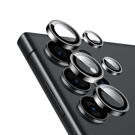 Crong lencsegyűrű - Edzett üveg a fényképezőgép objektívjéhez Samsung Galaxy S24 Ultra fekete (CRG-LRSGS24U-BLK)