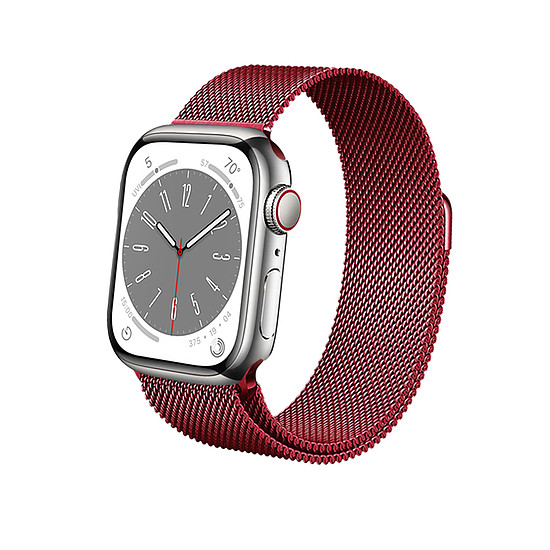 Crong Milano Steel - Rozsdamentes acél szíj Apple Watchhoz 38/40/41/42 mm piros (CRG-40MST-RED)