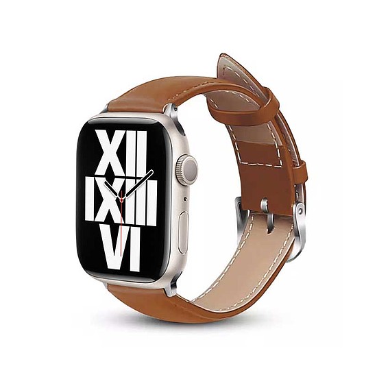 Crong Noble Band - természetes bőr szíj Apple Watchhoz 44/45/46/49 mm Mokka (CRG-44NOB-MKA)