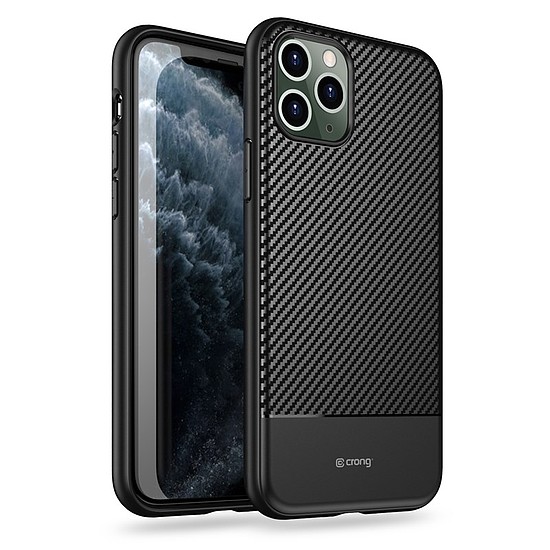 Crong Prestige Carbon Cover - védőtok iPhone 11 Pro készülékhez fekete (CRG-CARB-IP11P-BLK)