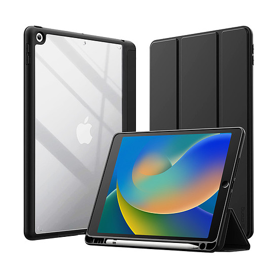 Crong PrimeFolio - tok iPad 10,2"-hez 2021-2019 állvánnyal és Apple Pencil töltéssel fekete (CRG-PRF-IPD102-BLK)