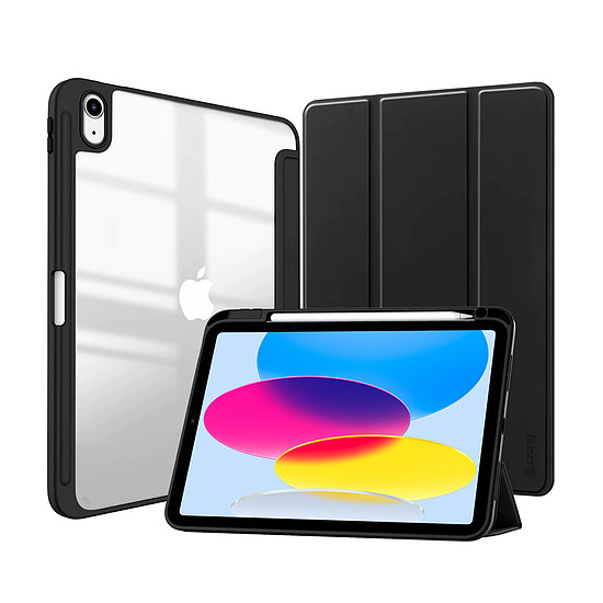 Crong PrimeFolio - tok iPad 10,9"-hez 2022, állvánnyal és Apple Pencil tárolóval fekete (CRG-PRF-IPD109-BLK)
