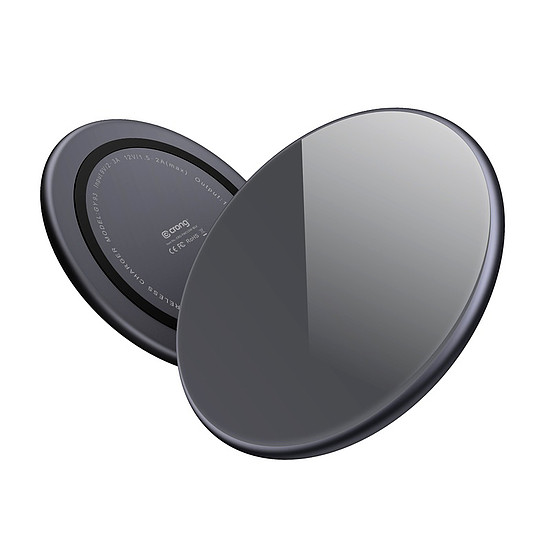 Crong Qi gyors vezeték nélküli töltő alumínium és páncéllemez házzal, 15 W fekete (CRG-PS15W-BLK)