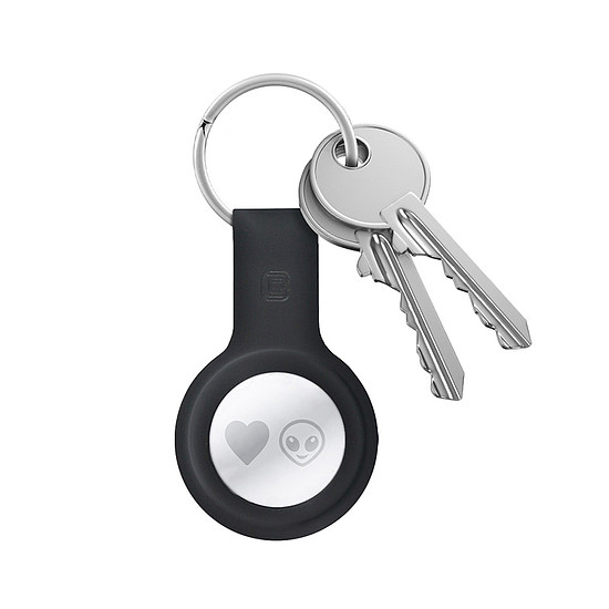 Crong szilikon tok kulcstartóval - Apple AirTag kulcstartó védőtok fekete (CRG-ATS-BLK)