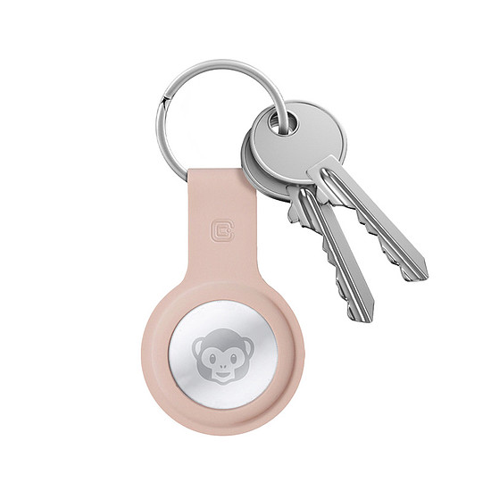Crong szilikon tok kulcstartóval - Apple AirTag kulcstartó védőtok homok rózsaszín (CRG-ATS-PNK)
