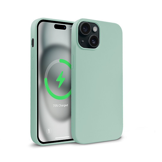 Crong színes mágneses burkolat - iPhone 15 MagSafe menta tok (CRGCOLRMIP1561LGRN)