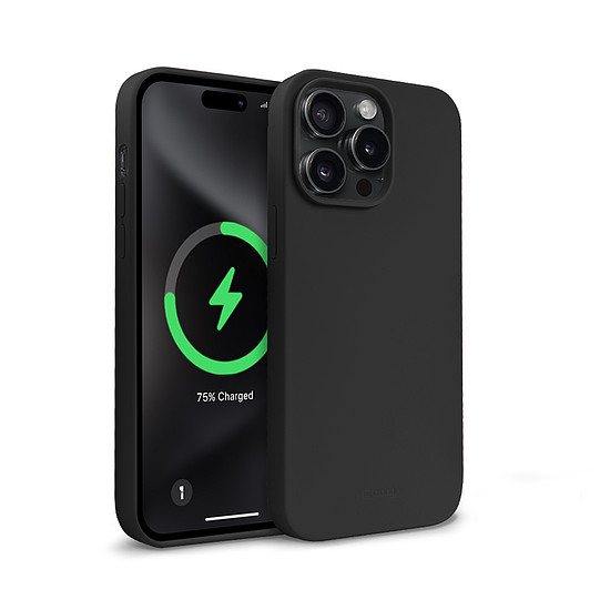 Crong színes mágneses burkolat - iPhone 15 Pro MagSafe tok fekete (CRGCOLRMIP1561PBLK)