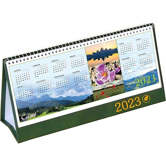 Csízió asztali naptár 310x160 mm képes zöld háttal álló